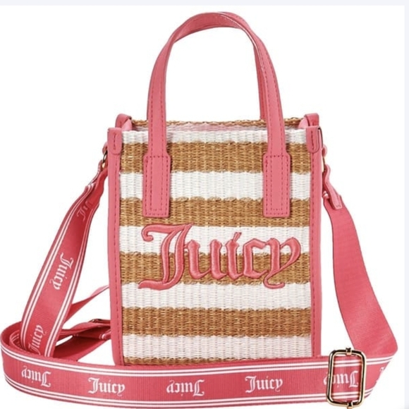 Juicy Couture Stripe Straw Mini Tote NWT - Picture 2 of 14